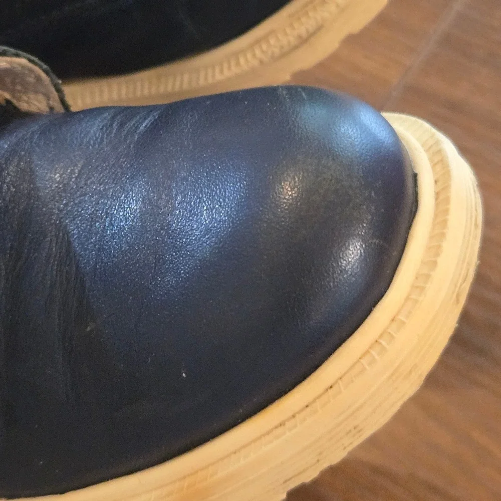 Love Moschino Kids Navy Leather Logo Strap HighTop Sneaker Shoes EU28 Made Italy